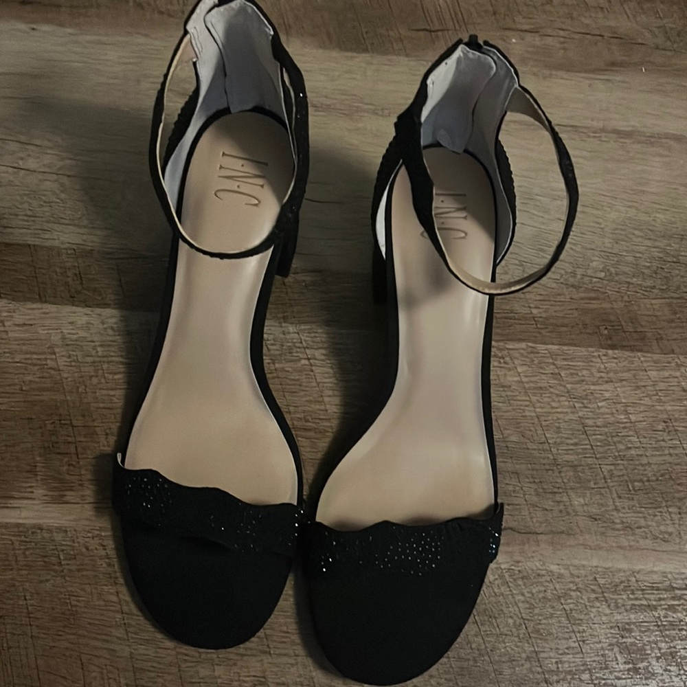 INC Black Rhinestone Glitter Heels